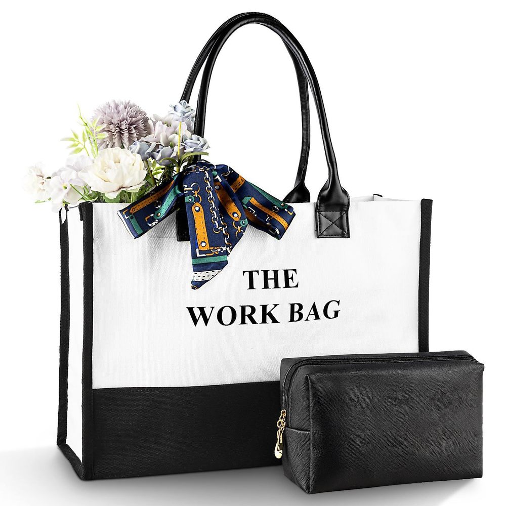 Canvas Work Bag, Personalized Tote Handbags With Extra Small Pouch Travel :